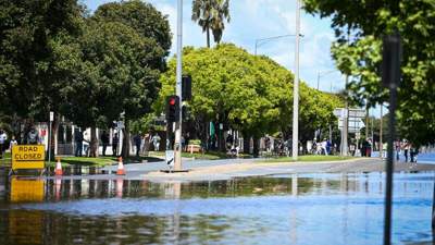 Flooded street in Shepparton