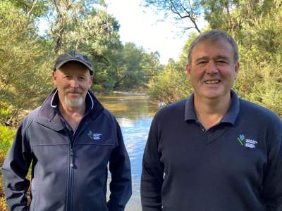 Collin Tate (left) and Tom O’Dwyer have been with the Goulburn Broken CMA since its inception on 1 July 1997.