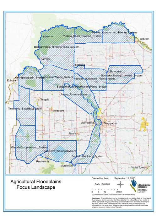 Focal landscapes map for the Agricultural Floodplains