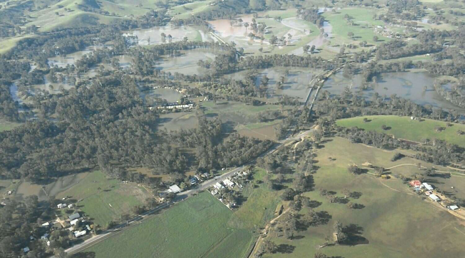 Aerial phtoogrpah of a flood impacting catchment