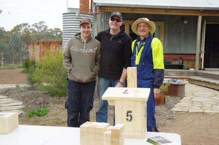 Ed, Peter and Orlando Rushworth nest box building workshop