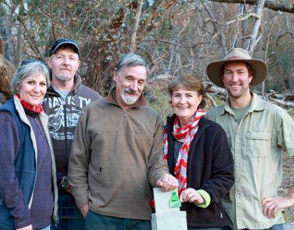 The 100th Turquoise Parrot Nest-Box Team.  Photo by Chris Tzaros